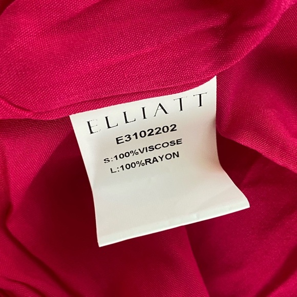 Elliatt Asymmetrical Satin Midi Dress Size S Fuchsia Long Sleeve V-Neck NWT - Picture 14 of 14